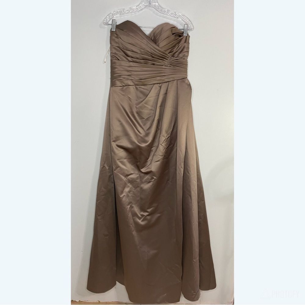 Strapless Brown Satin Evening Dress